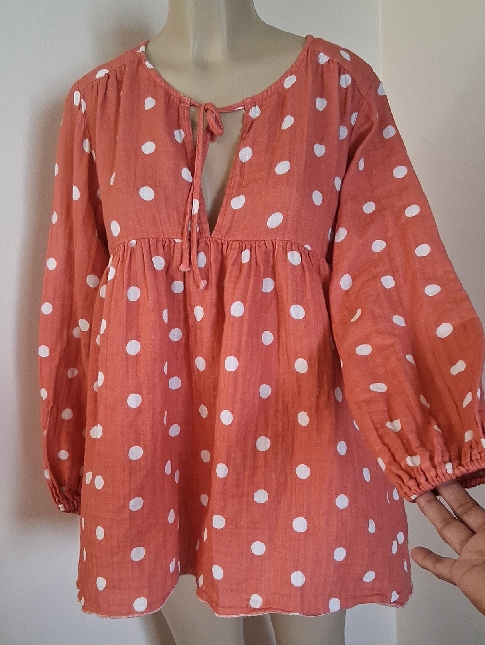 Jane's Pirate Booty Polka Dot Tunic Top Balloon Sleeves Small